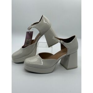 Wild Fable Mary Jane Heels Womens 9 Cream Patent Platform Block Heel Retro NWT
